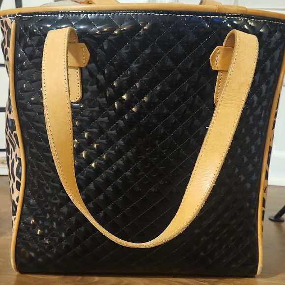 Consuela Black and Tan Floral Embroidered Tote - Picture 2 of 6